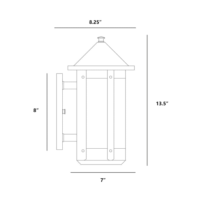 Berkeley Hanging Outdoor Wall Light - line drawing.