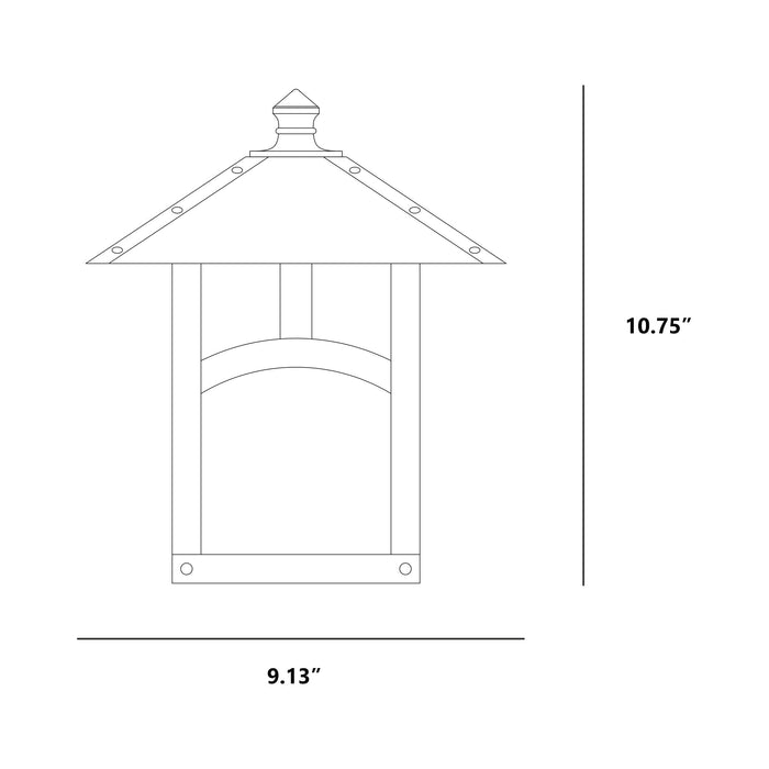 Evergreen Hummingbird Outdoor Wall Light - line drawing.