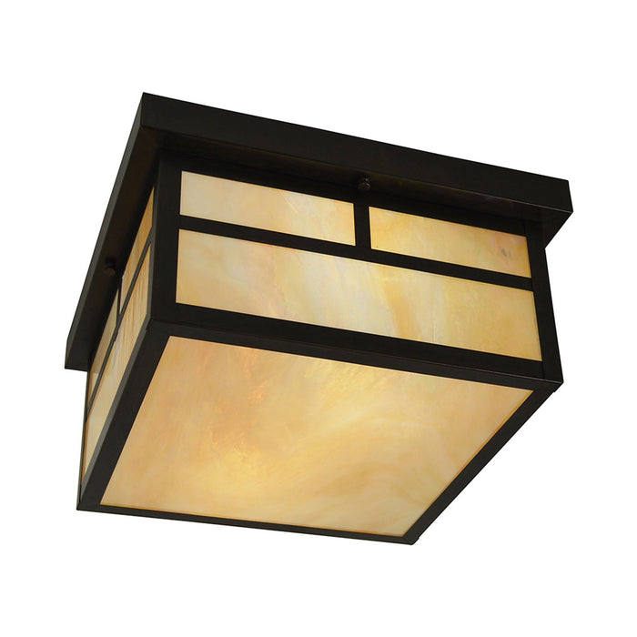 Mission Flush Mount Ceiling Light in Bronze (Gold White Iridescent).