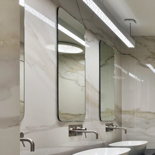 Calipso LED Linear Suspension Light in bathroom.