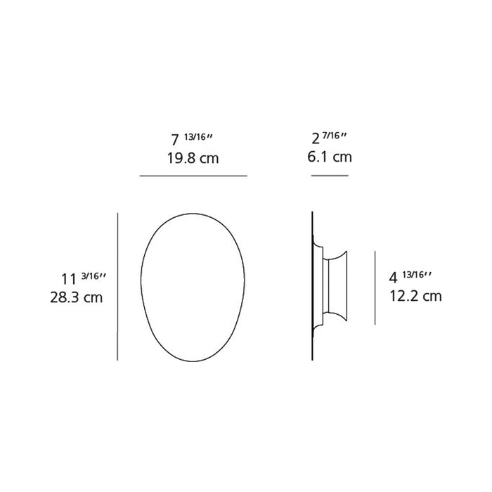 Facce Alpha Raised LED Ceiling / Wall Light - line drawing.