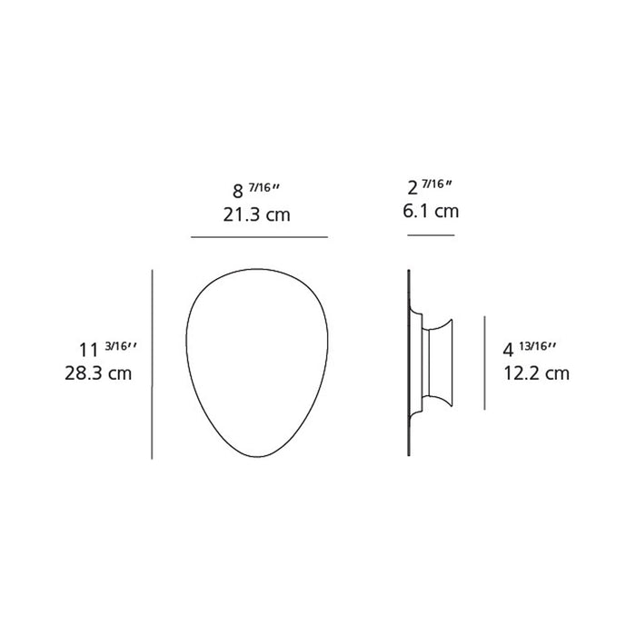 Facce Tetro Shallow LED Ceiling / Wall Light - line drawing.