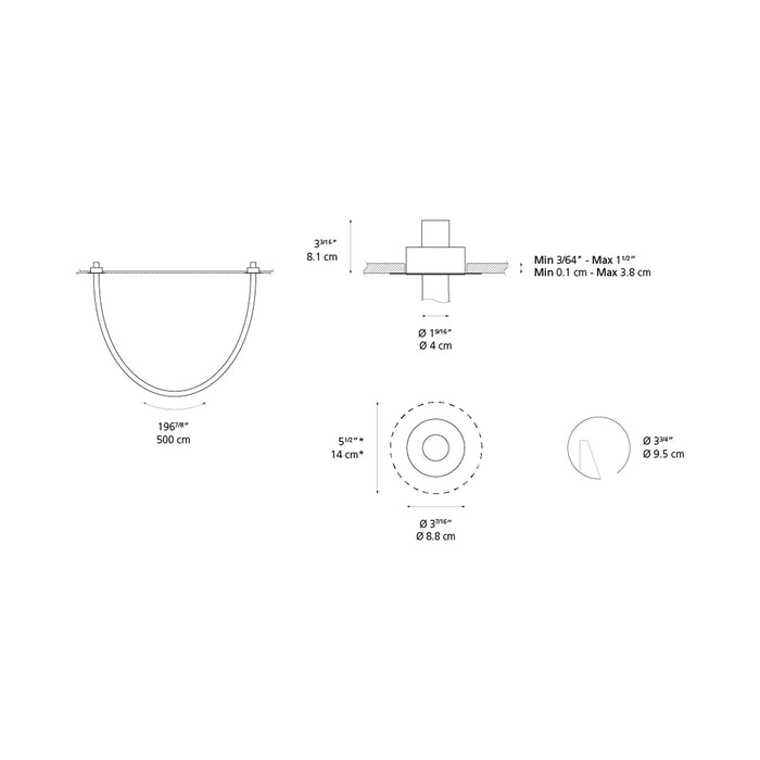 La Linea LED Trimless Recessed Light - line drawing.