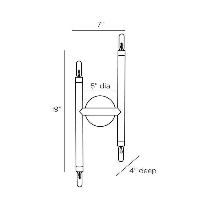 Ballard Flush Mount Ceiling Light - line drawing.