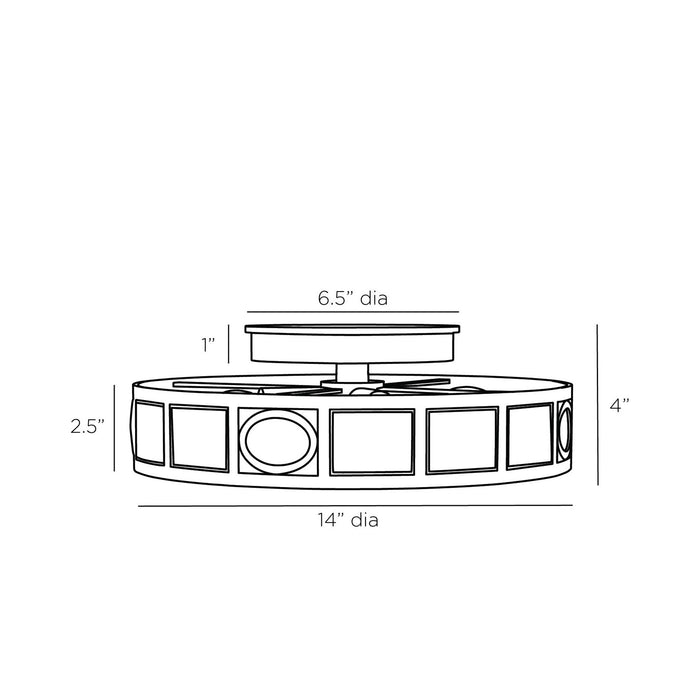 Empire Flush Mount Ceiling Light - line drawing.