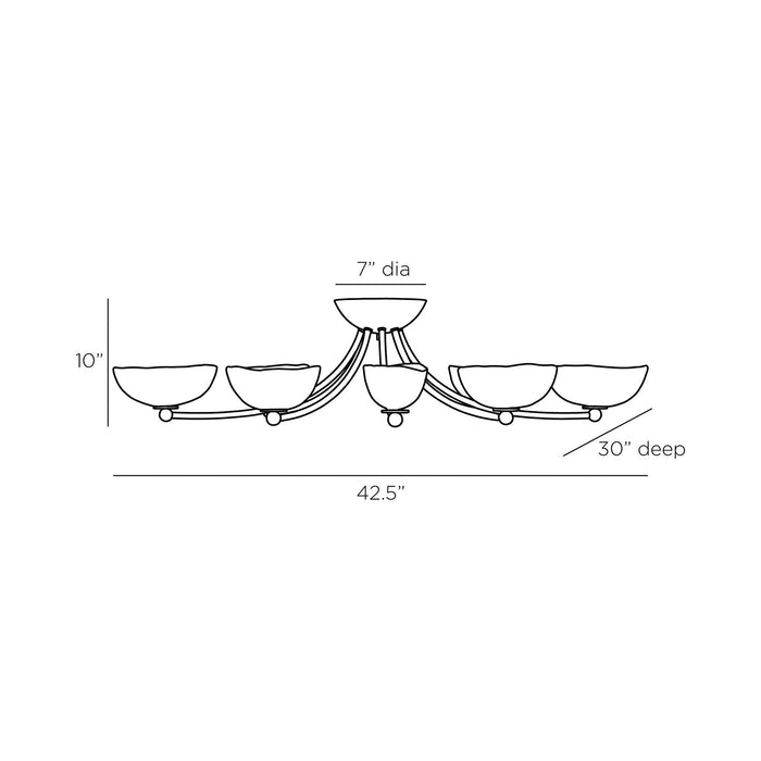 Zamora LED Flush Mount Ceiling Light - line drawing.