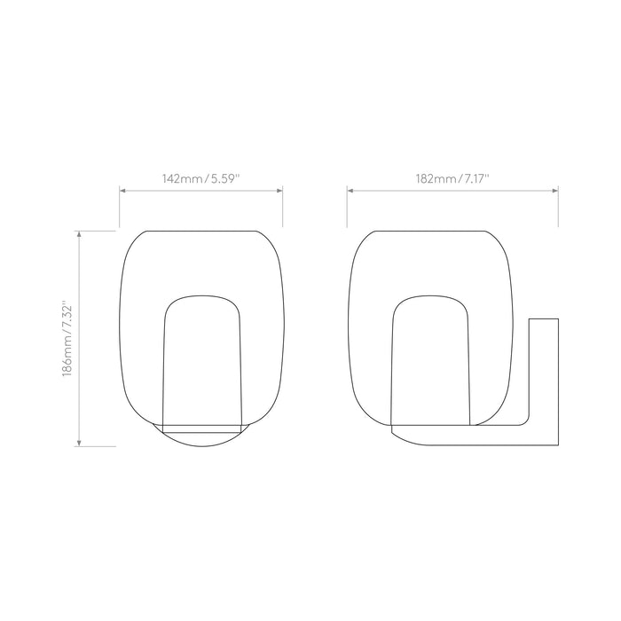 Aquina Bath Wall Light - line drawing.