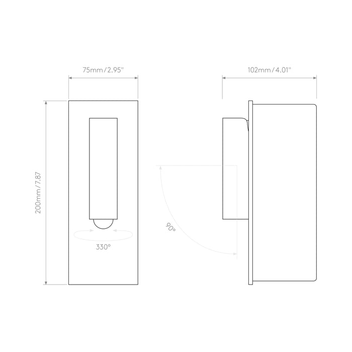 Fuse LED Wall Light - line drawing.