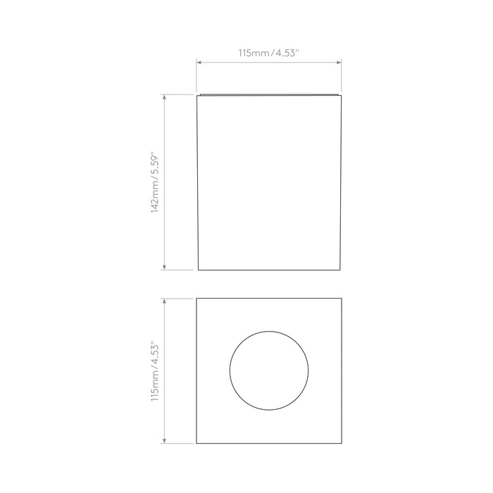 Kos Square LED Recessed Light - line drawing.