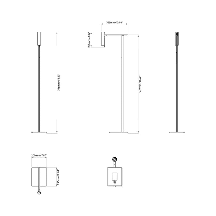 Leda Floor Lamp - line drawing.