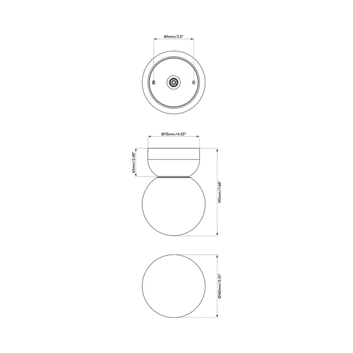 Lyra Flush Mount Ceiling Light - line drawing.