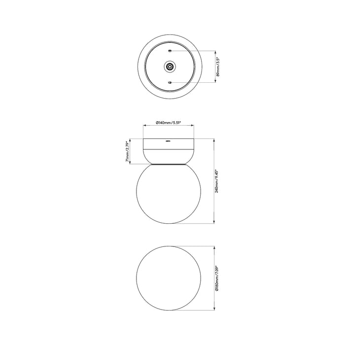 Lyra Flush Mount Ceiling Light - line drawing.