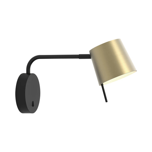 Miura LED Swing Arm Wall Light in Matt Black/Matt Gold.