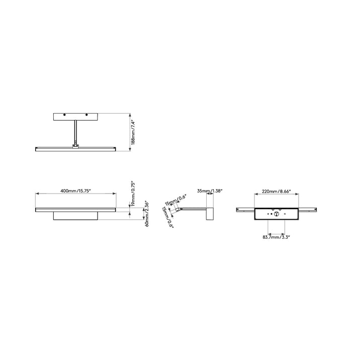 Mondrian LED Wall Light - line drawing.