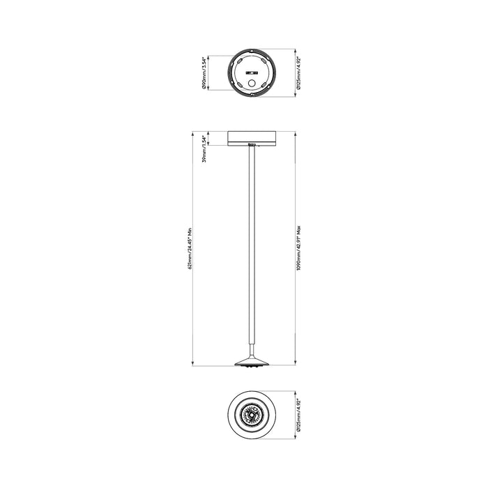 Nara LED Pendant Light - line drawing.