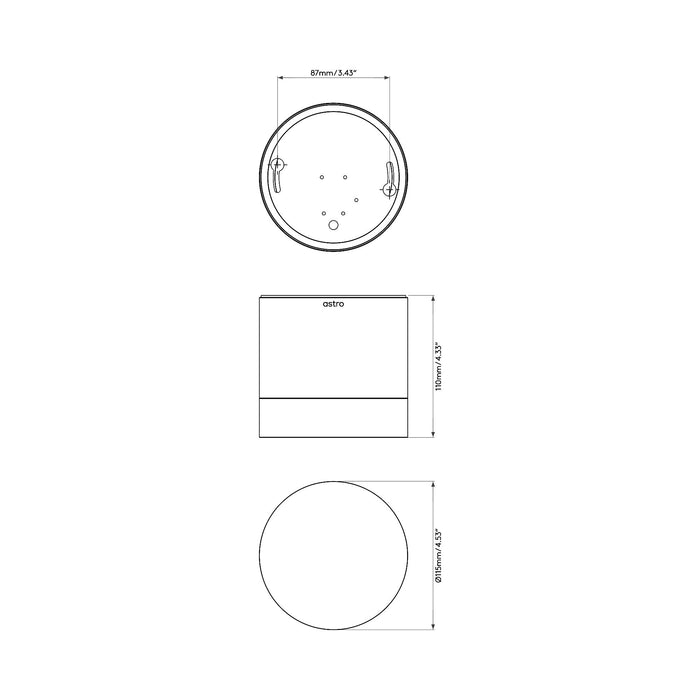 Ottawa Flush Mount Ceiling Light - line drawing.