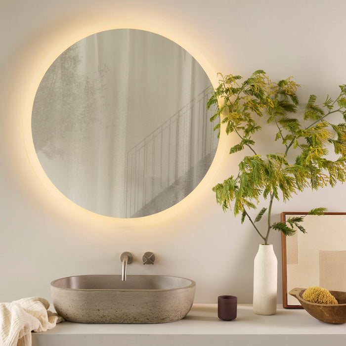 Varenna Round LED Illuminated Mirror in bathroom.