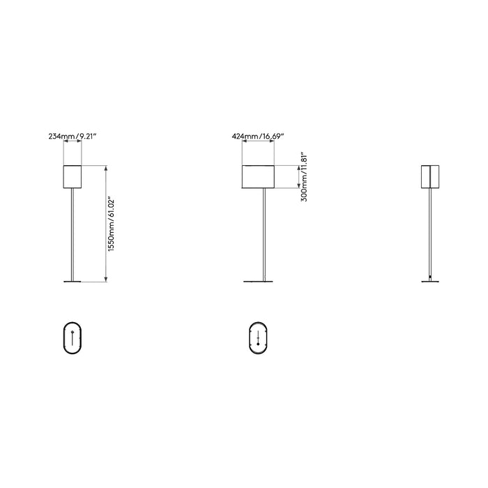 Venn Floor Lamp - line drawing.