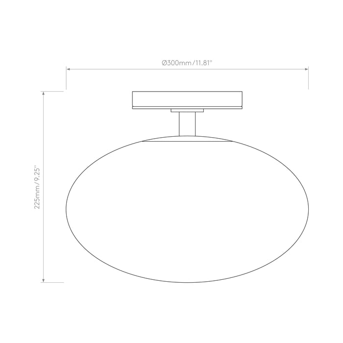 Zeppo Semi Flush Mount Ceiling Light - line drawing.