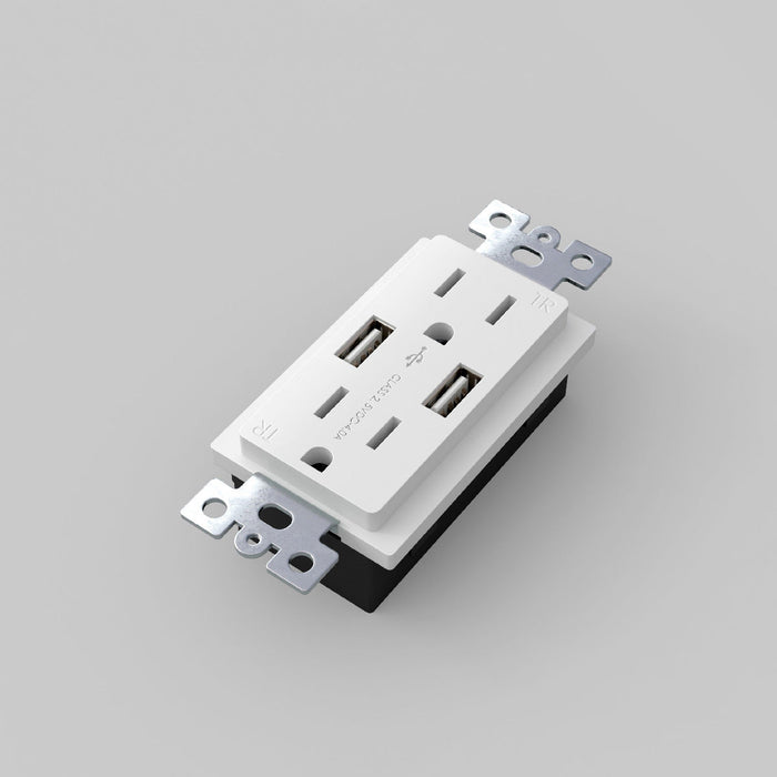 Combination Duplex Outlet Module with 2 USB Ports in Detail.