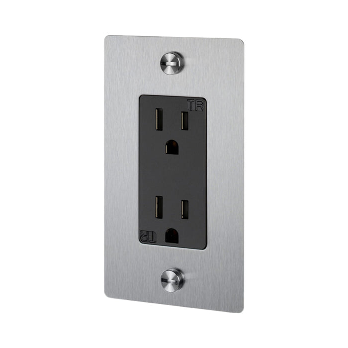 1G Duplex Outlet in Steel (Without Logo).