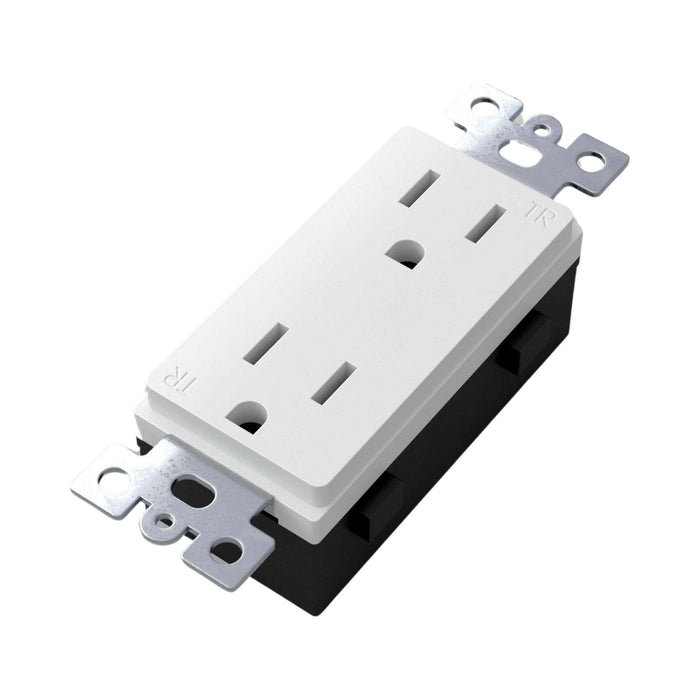 Duplex Outlet Module in White.