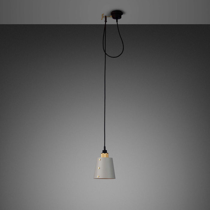 Hooked Pendant Light in Stone/Brass (Small).