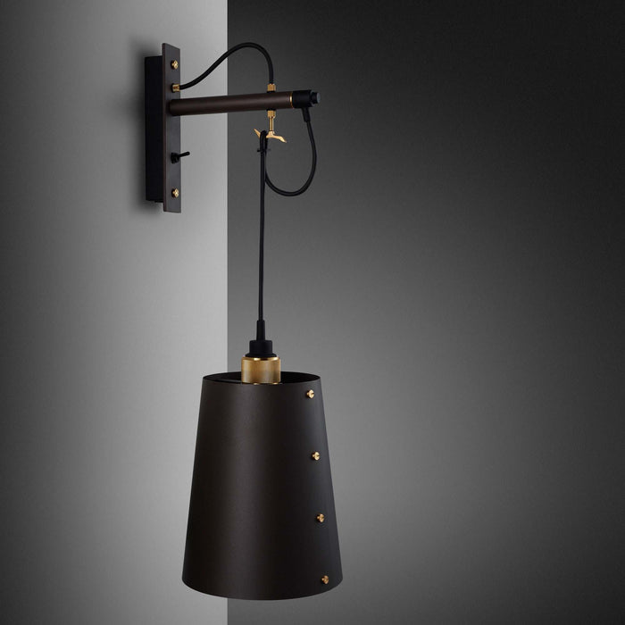 Hooked Wall Light in Graphite/Brass (Large).