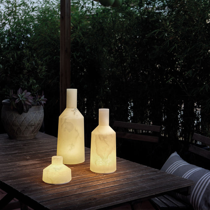 Alabast LED Table Lamp in Outside Area.