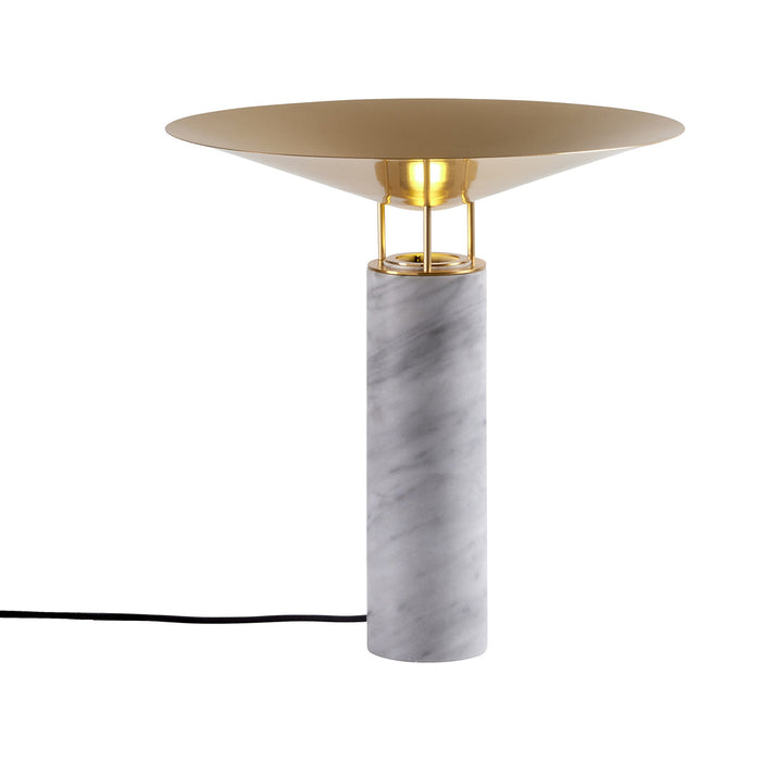 Rebound Table Lamp in White/Brass Shade.