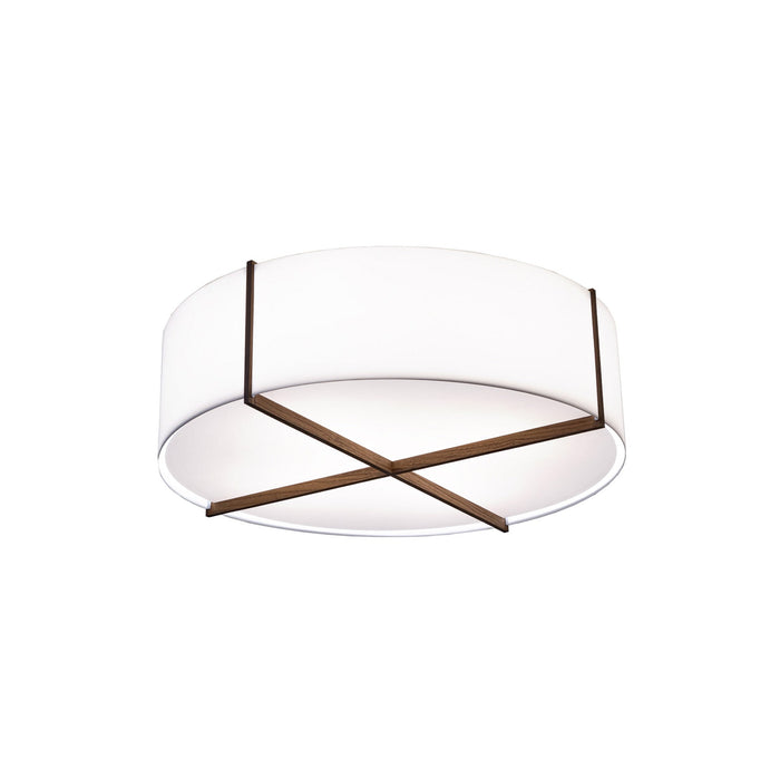 Plura 18 LED Flush Mount Ceiling Light in Dark Stained Walnut/Frosted Polymer.