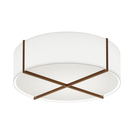 Plura 46 LED Flush Mount Ceiling Light in Dark Stained Walnut/Frosted Polymer.