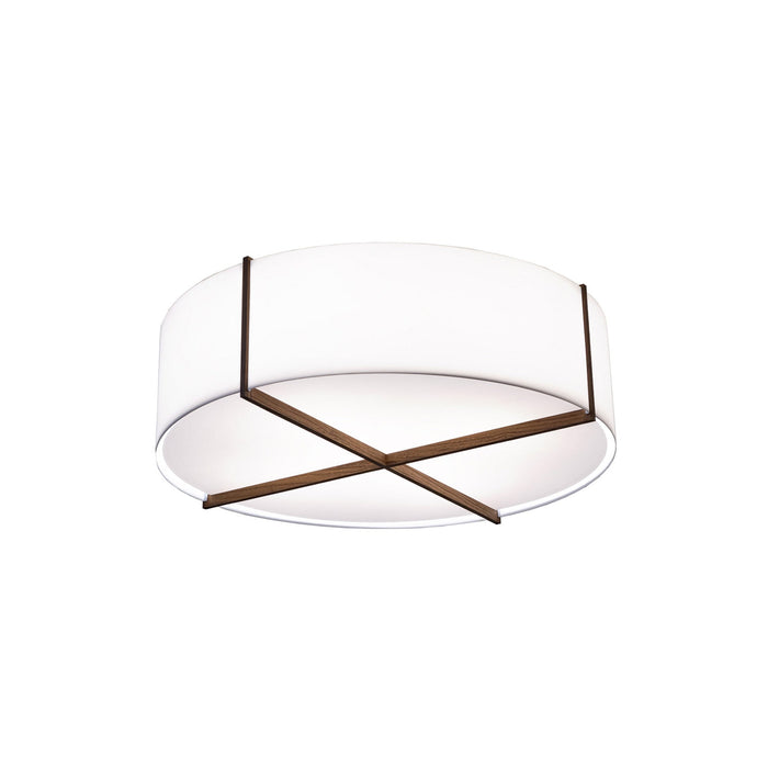 Plura LED Flush Mount Ceiling Light in Dark Stained Walnut/Frosted Polymer (18-Inch).