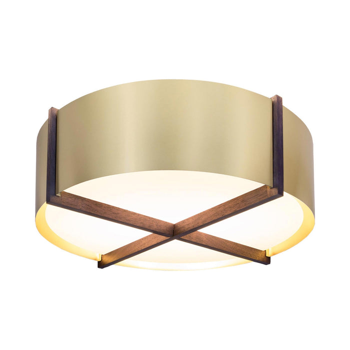 Plura LED Flush Mount Ceiling Light in Walnut/Brushed Brass (46-Inch).