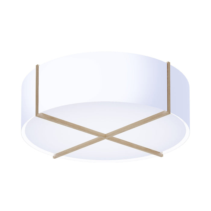 Plura LED Flush Mount Ceiling Light in White Washed Oak/Glossy White (46-Inch).