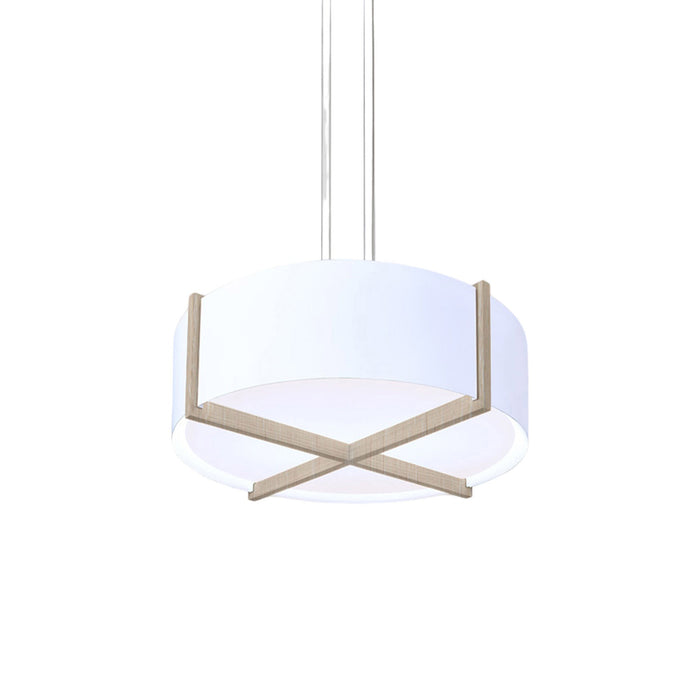 Plura LED Pendant Light in White Washed Oak/Glossy White (36-Inch).