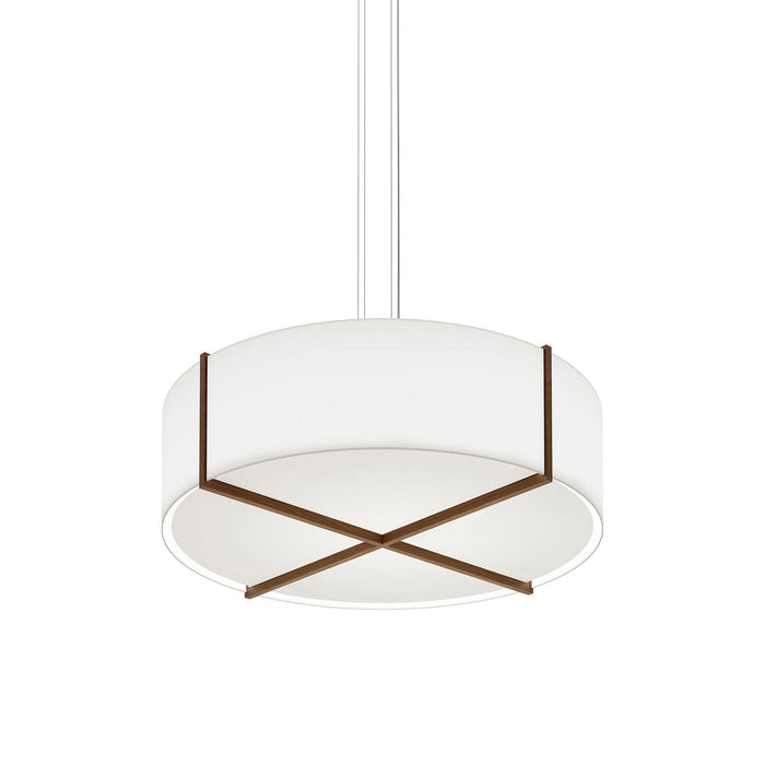 Plura LED Pendant Light in Dark Stained Walnut/Frosted Polymer (46-Inch).