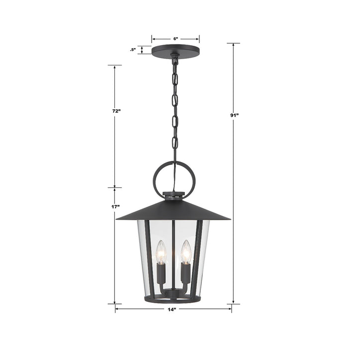 Andover Outdoor Pendant Light - line drawing.