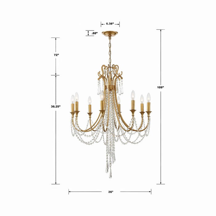 Arcadia Multi-Light Chandelier - line drawing.