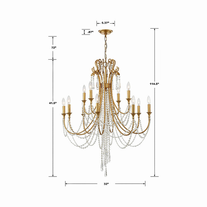 Arcadia Multi-Light Chandelier - line drawing.