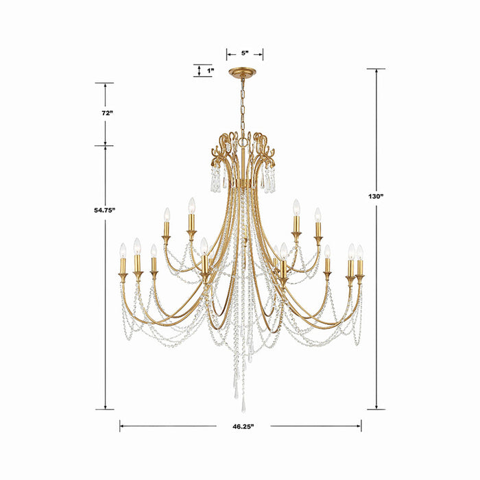 Arcadia Multi-Light Chandelier - line drawing.