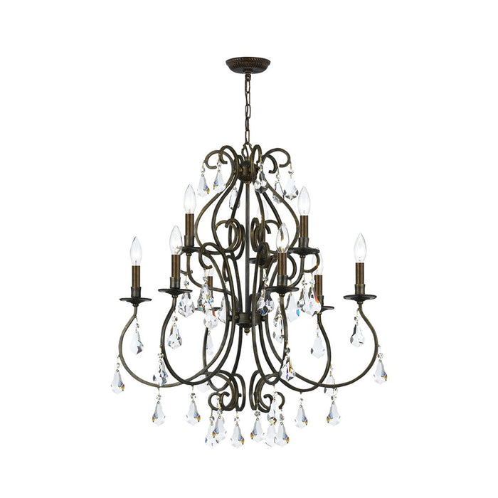 Ashton Chandelier in English Bronze (Hand Cut Crystal/9-Light).