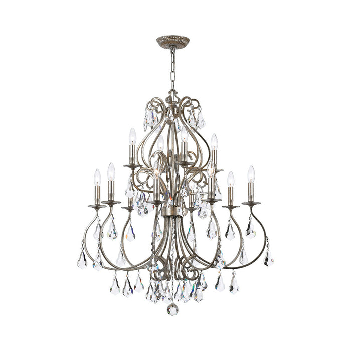 Ashton Chandelier in Olde Silver (Hand Cut Crystal/12-Light).