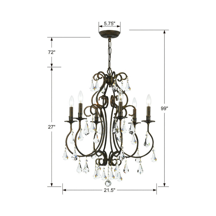 Ashton Chandelier - line drawing.