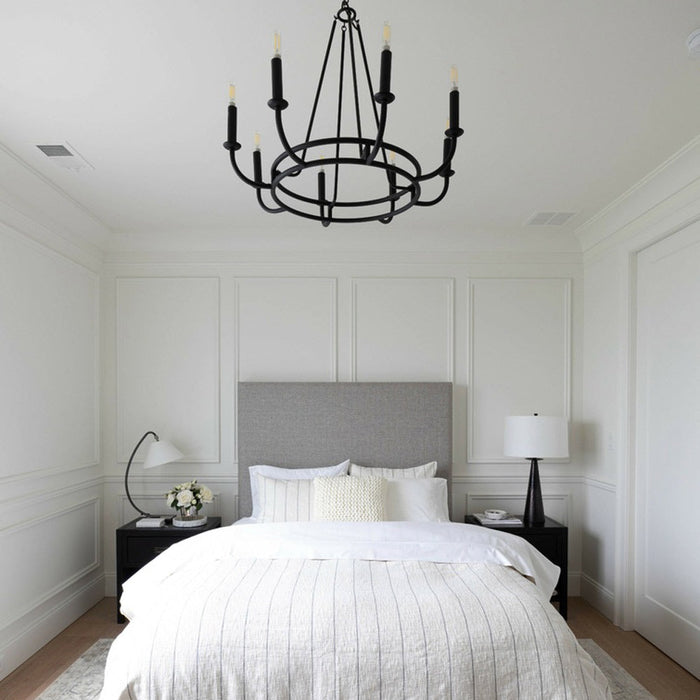 Bailey Chandelier in bedroom.