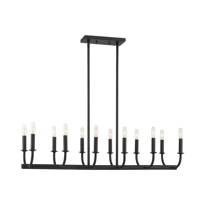 Bailey Linear Chandelier in Matte Black.