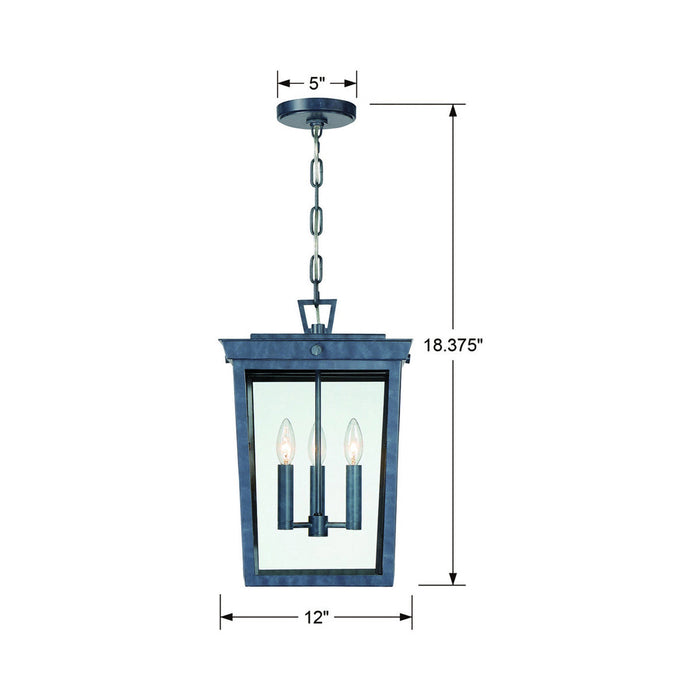 Belmont Outdoor Pendant Light - line drawing.