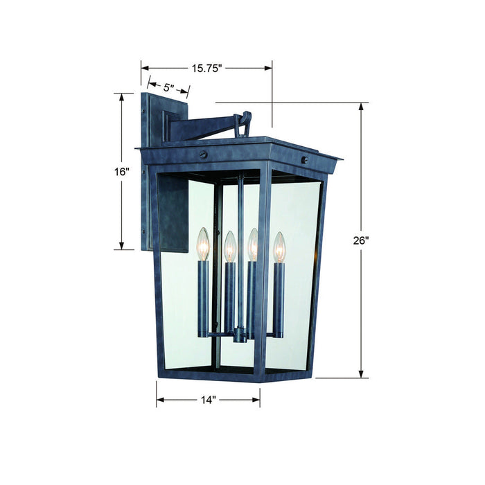 Belmont Outdoor Wall Light - line drawing.