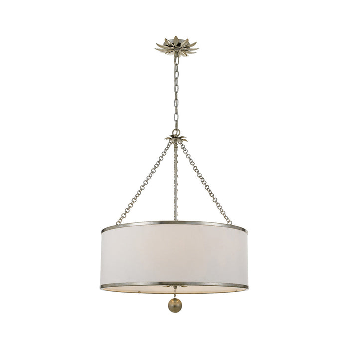 Broche Drum Chandelier in Antique Silver (6-Light).