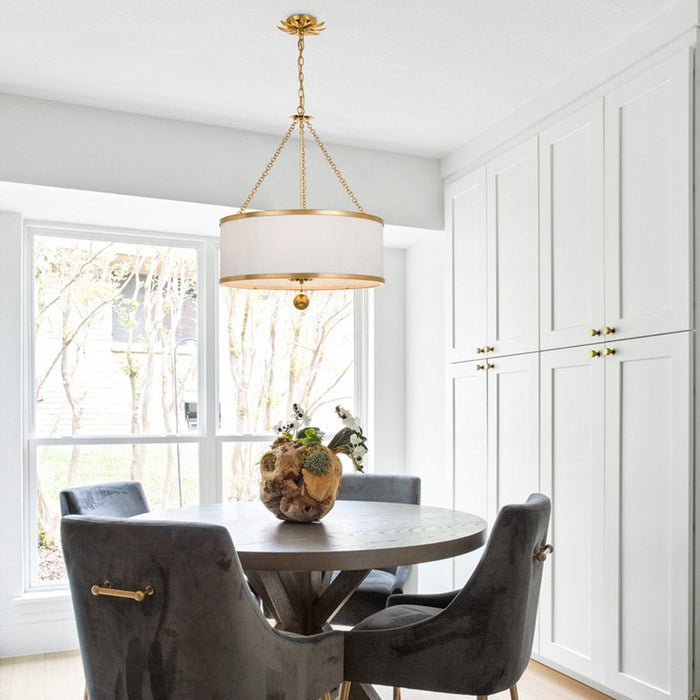 Broche Drum Chandelier in living room.